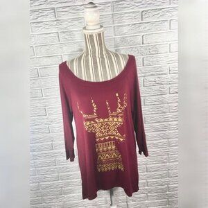 Brenda’s Christmas Tunic Glitter Reindeer Size Medium